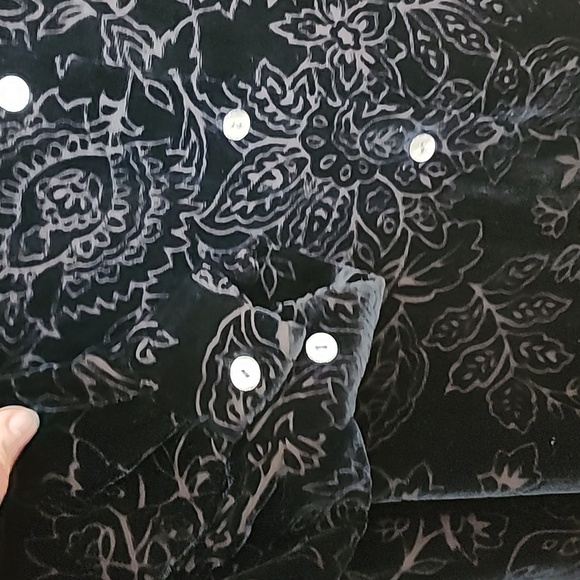 Women's Liz Claiborne Black Rayon Silk Bl end Devore (burnout) Shirt sz 6 - Picture 5 of 7